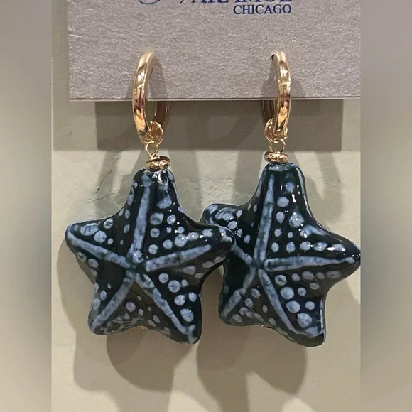 Ocean Blue Starfish earrings made by Nakamol Made In Thailand. NWTS - Picture 3 of 5